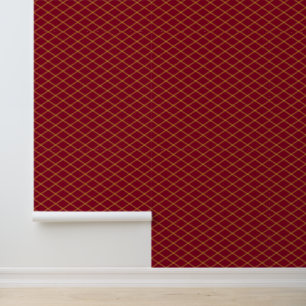 Goldenrod Art Deco Diamonds on Burgundy Wallpaper