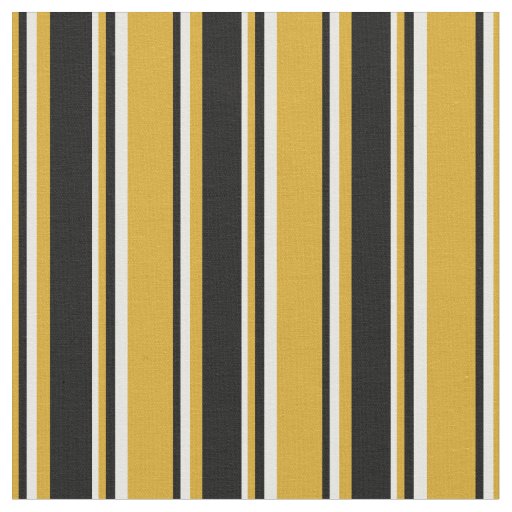 Goldenrod, Black, and White Stripes Fabric