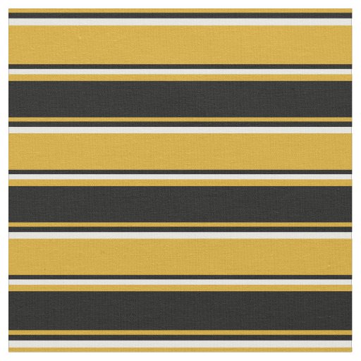 Goldenrod, Black, and White Stripes/Lines Pattern Fabric