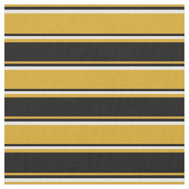Goldenrod, Black, and White Stripes/Lines Pattern Fabric (Close Up)
