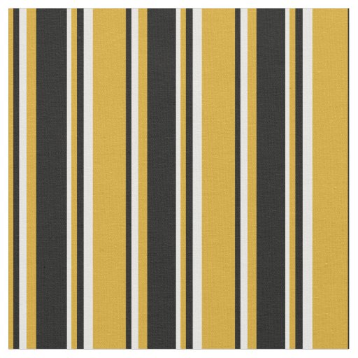 Goldenrod, Black, and White Stripes Pattern Fabric