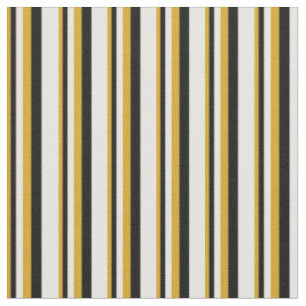 Goldenrod, Black & White Colored Lines Pattern Fabric