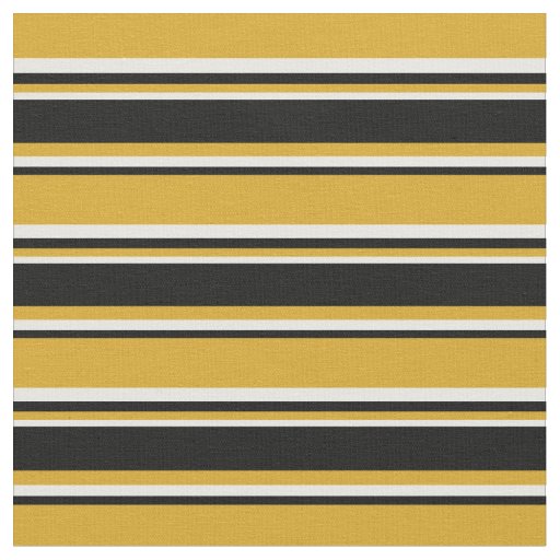 Goldenrod, Black & White Pattern of Stripes Fabric