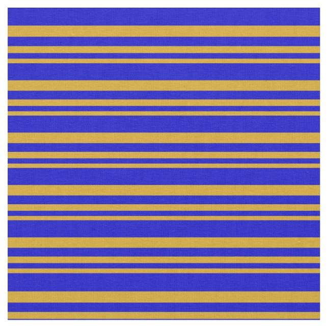 Goldenrod & Blue Colored Stripes Fabric (Close Up)