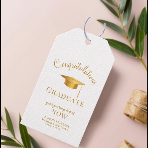 Goldenrod Chic Your Journey Begins Now Graduation Gift Tags
