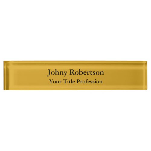 Goldenrod Color Plain Elegant Professional Modern Desk Name Plate
