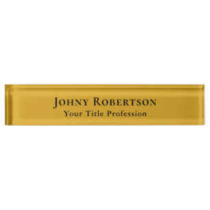 Goldenrod Color Plain Elegant Professional Modern Desk Name Plate
