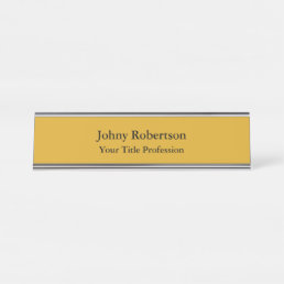 Goldenrod Color Plain Elegant Professional Modern Desk Name Plate