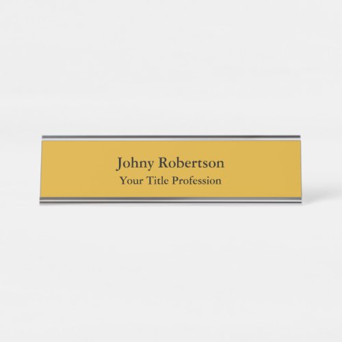 Goldenrod Color Plain Elegant Professional Modern Desk Name Plate
