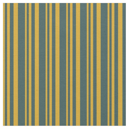 Goldenrod & Dark Slate Gray Pattern of Stripes Fabric