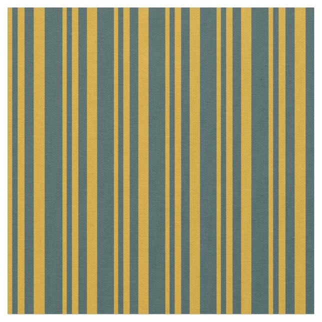 Goldenrod & Dark Slate Gray Pattern of Stripes Fabric (Close Up)