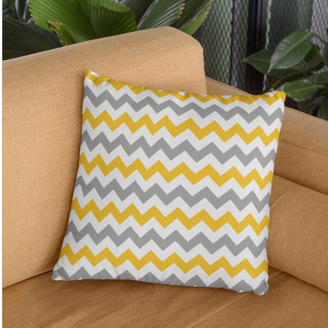 Goldenrod & Gray Chevron Pillow (Creator Uploaded)