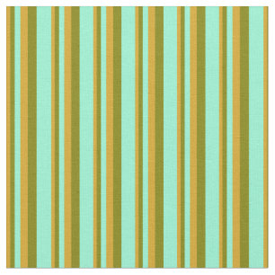 Goldenrod, Green & Aquamarine Lines Pattern Fabric