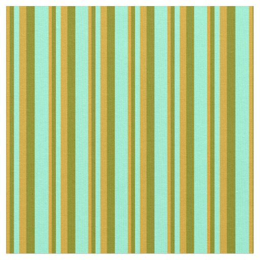 Goldenrod, Green & Aquamarine Lines Pattern Fabric