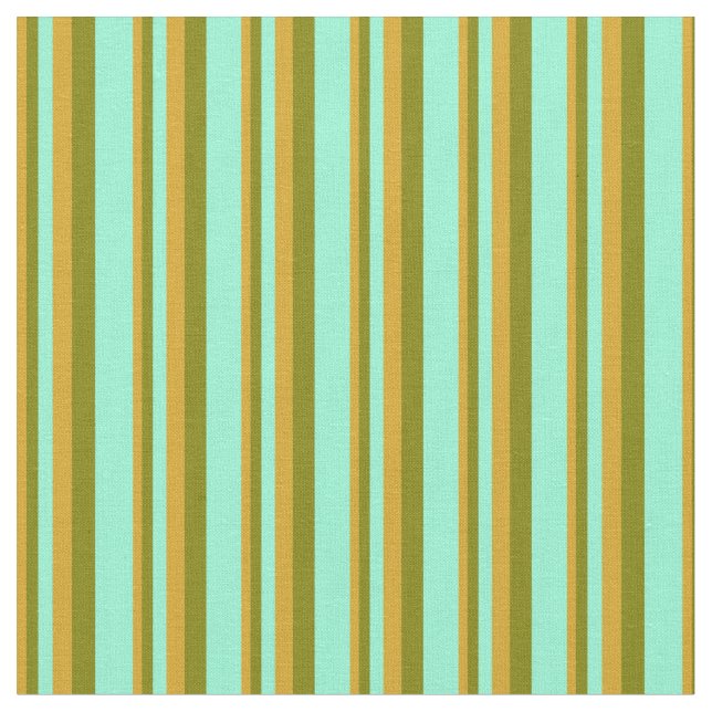 Goldenrod, Green & Aquamarine Lines Pattern Fabric (Close Up)
