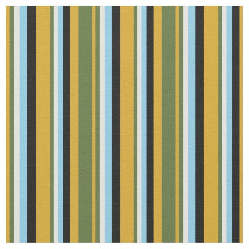 Goldenrod, Green, Light Cyan, Sky Blue & Black Fabric