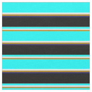 Goldenrod, Light Cyan, Cyan, Black & Midnight Blue Fabric