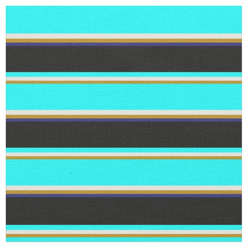 Goldenrod, Light Cyan, Cyan, Black & Midnight Blue Fabric