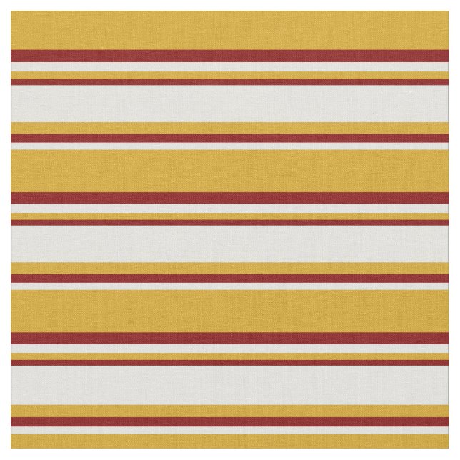 Goldenrod, Light Cyan & Maroon Lines Pattern Fabric (Close Up)