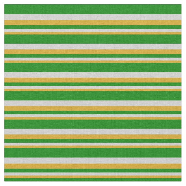 Goldenrod, Light Gray & Green Colored Pattern Fabric (Close Up)