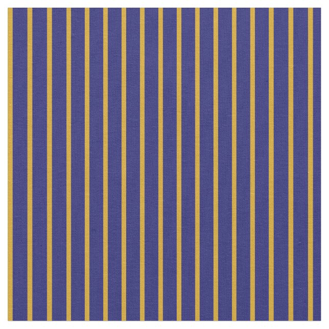 Goldenrod & Midnight Blue Colored Striped Pattern Fabric (Close Up)