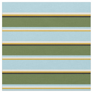 Goldenrod, Mint Cream, Blue, Olive Green & Black Fabric