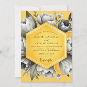 Goldenrod Monochrome Flora Wedding Invitation