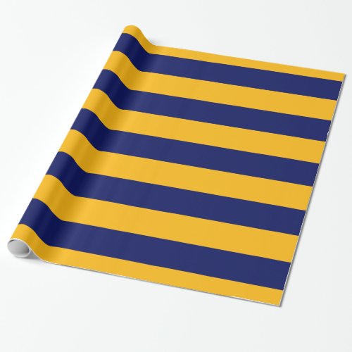 Goldenrod Navy Blue XL Stripes Pattern V Wrapping Paper