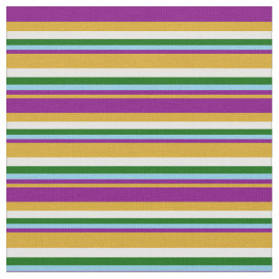 Goldenrod, Purple, Sky Blue, Green & Mint Cream Fabric