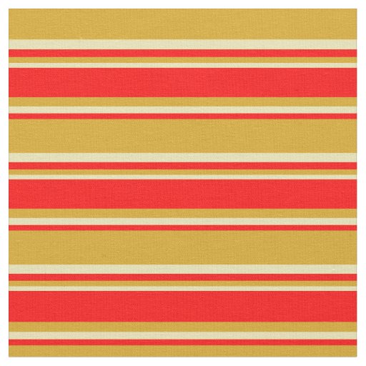 Goldenrod, Red & Tan Colored Lines Fabric