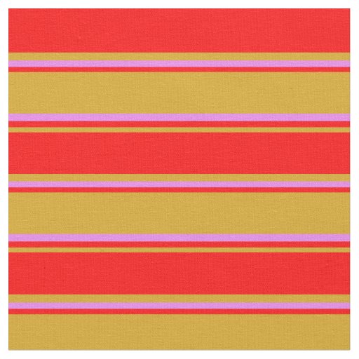 Goldenrod, Red & Violet Colored Stripes Pattern Fabric