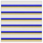 [ Thumbnail: Goldenrod, Tan, Black, Blue, and White Colored Fabric ]