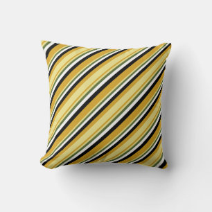 Goldenrod, Tan, Dark Olive Green, White & Black Throw Pillow