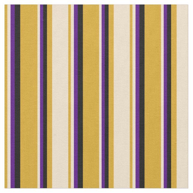 Goldenrod, Tan, Indigo, and Black Lines Fabric (Close Up)