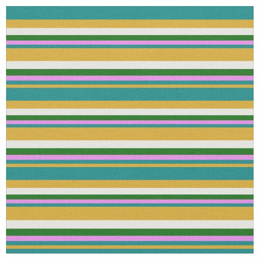 Goldenrod, Teal, Violet, Dark Green, and White Fabric