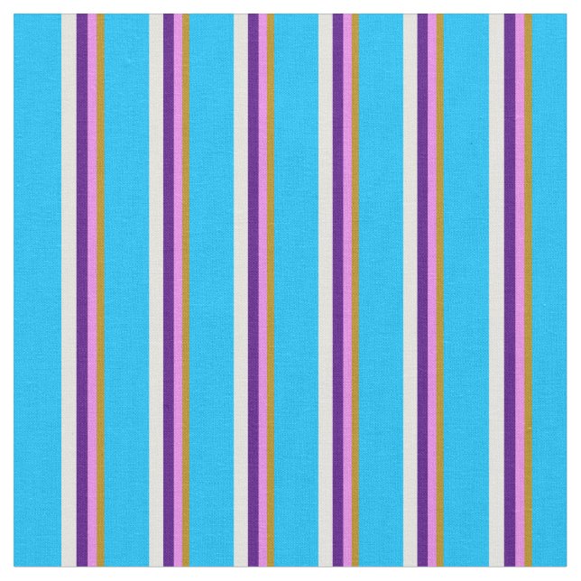 Goldenrod, Violet, Indigo, Light Cyan & Sky Blue Fabric (Close Up)