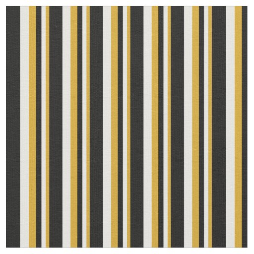 Goldenrod, White & Black Colored Striped Pattern Fabric