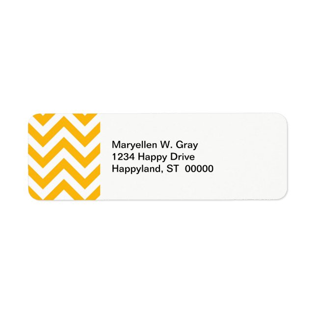 Goldenrod White Large Chevron ZigZag Pattern Label (Front)