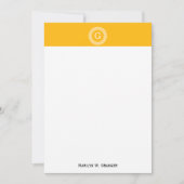 Goldenrod Wht Greek Key Rnd Frame Initial Monogram (Front)