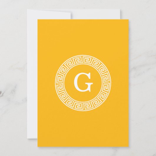 Goldenrod Wht Greek Key Rnd Frame Initial Monogram (Back)