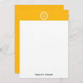 Goldenrod Wht Greek Key Rnd Frame Initial Monogram (Front/Back)