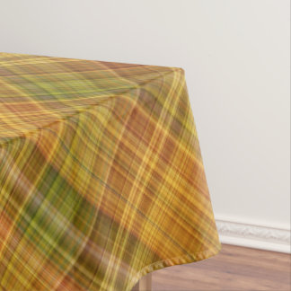Goldenrod Yellow, Orange, and Green Plaid Tablecloth