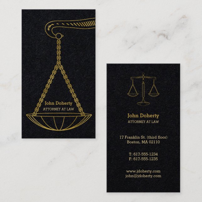GoldenScales Of Justice | Professional Lawyer Business Card (Front/Back)