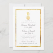 GoldenTropical Pineapple Gold Wedding Invitations (Front)