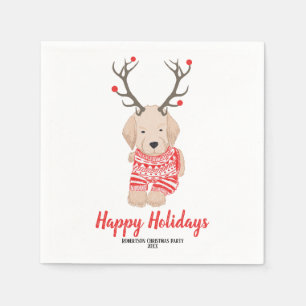 Goldern Retriever Christmas Sweater Antlers Custom Napkins