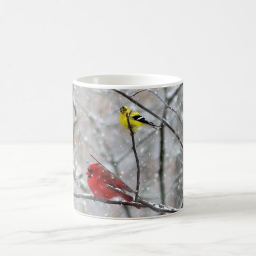 Goldfinch And Cardinal Coffee Mug