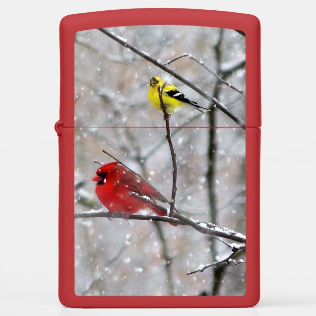 Goldfinch and Cardinal Zippo Lighter (Front)