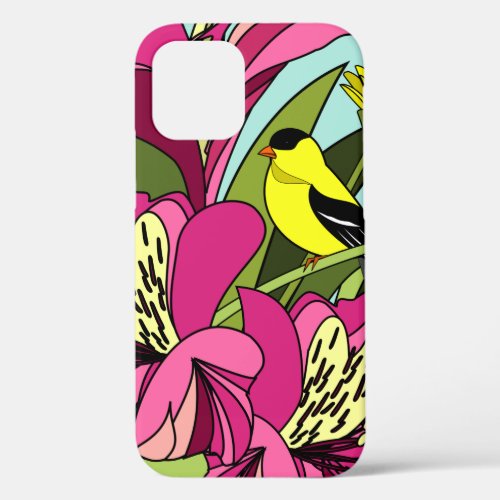 Goldfinch and Flowers iPhone 12 Case