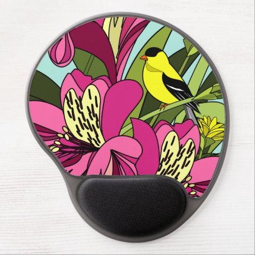 Goldfinch and Flowers Gel Mouse Pad