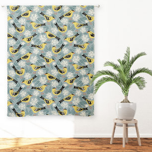 Goldfinch and Rhododendron Bird Flower Blackout Curtains